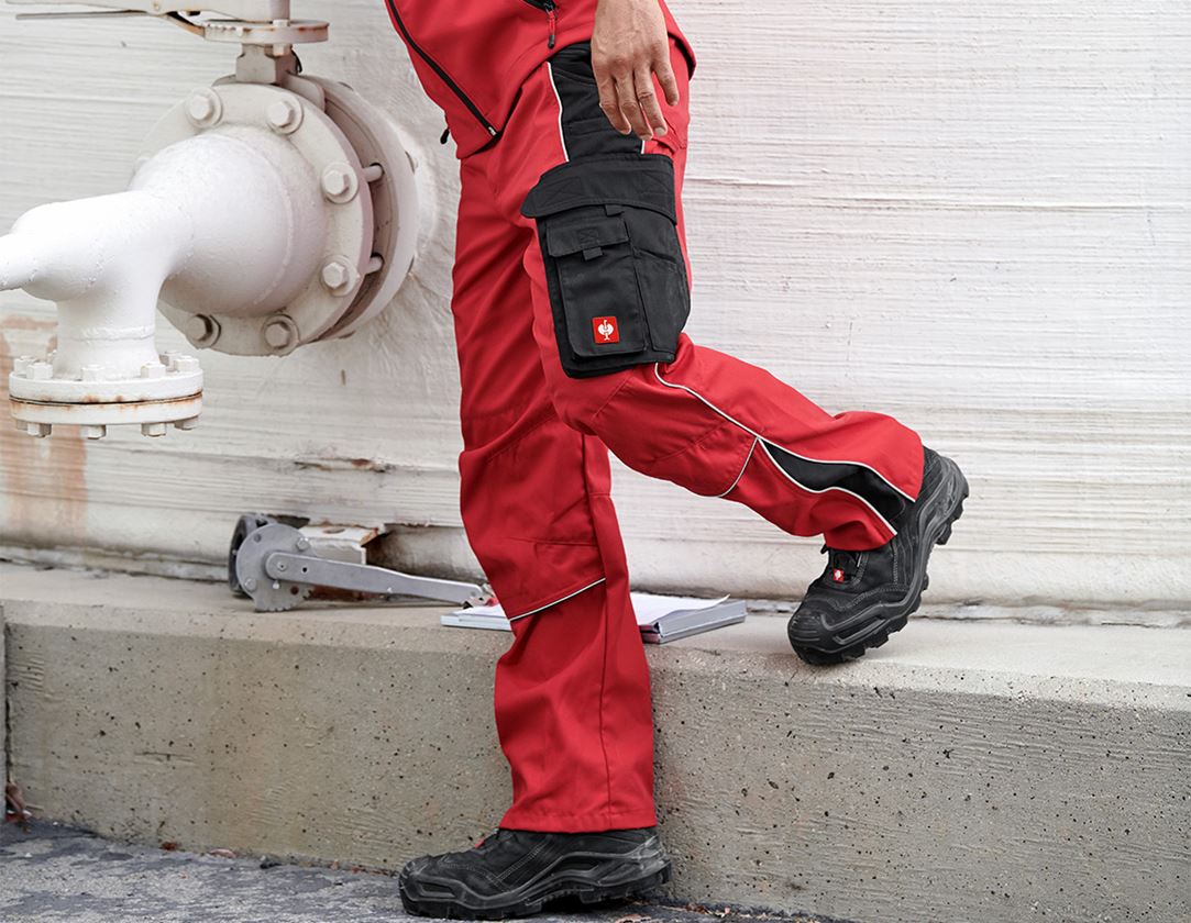 Spodnie robocze: Spodnie do pasa e.s.active + czerwony/czarny