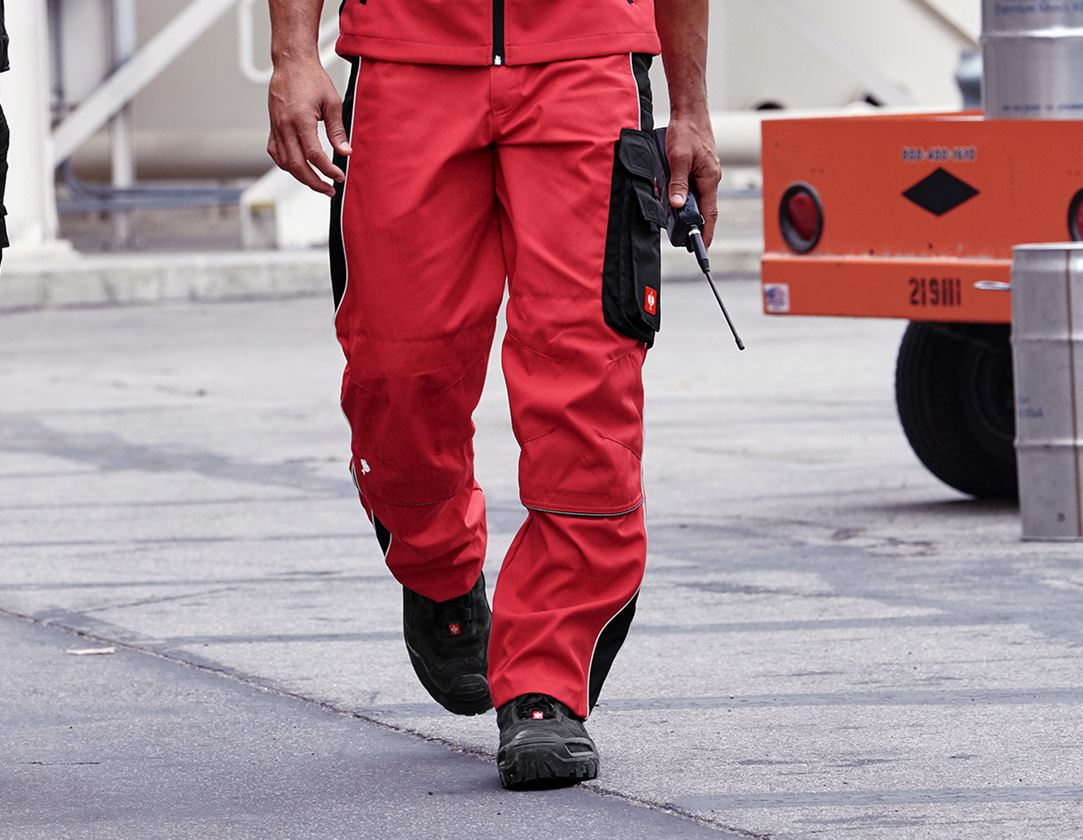 Spodnie robocze: Spodnie do pasa e.s.active + czerwony/czarny 1