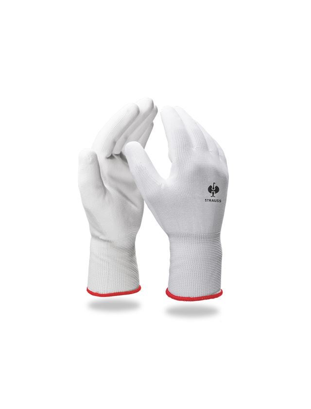 Rękawice powlekane: Rękawice z mikronakropieniem PU + biały