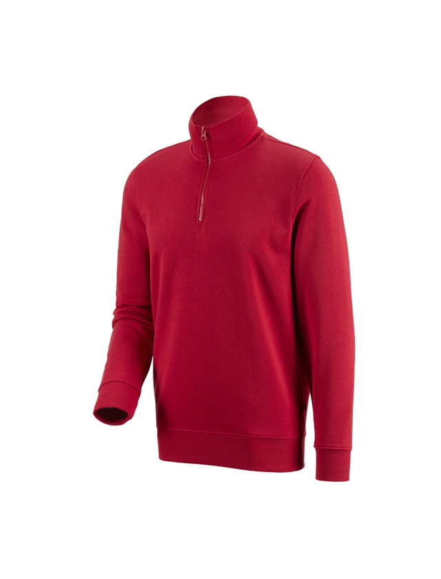 Koszulki | Pulower | Koszule: e.s. Bluza z dekoltem na suwak poly cotton + czerwony
