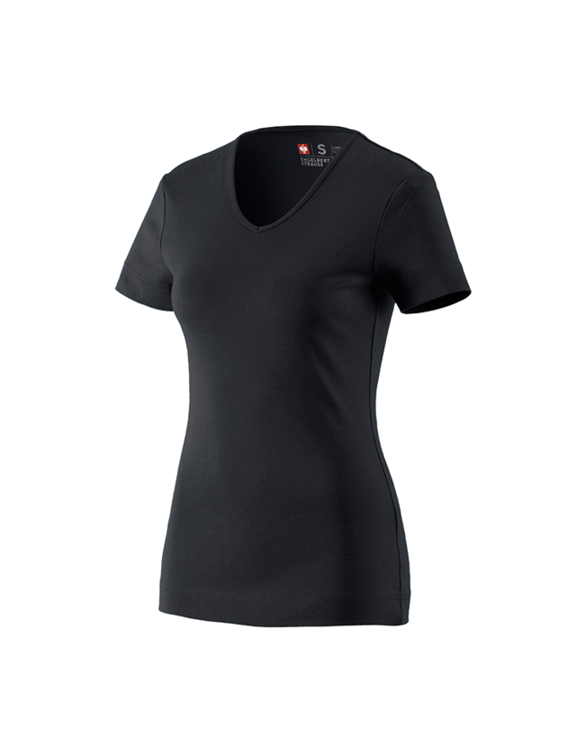 Koszulki | Pulower | Bluzki: e.s. Koszulka cotton dekolt w serek, damska + czarny