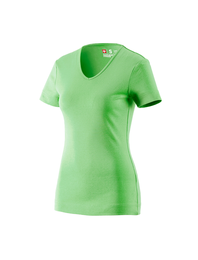 Koszulki | Pulower | Bluzki: e.s. Koszulka cotton dekolt w serek, damska + zielony jabłkowy