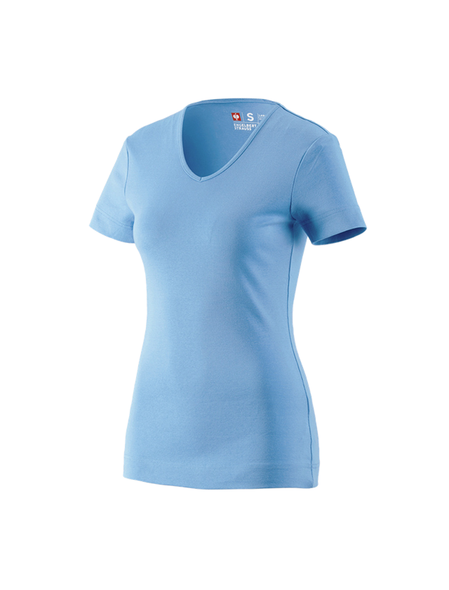 Tematy: e.s. Koszulka cotton dekolt w serek, damska + niebieski lazurowy