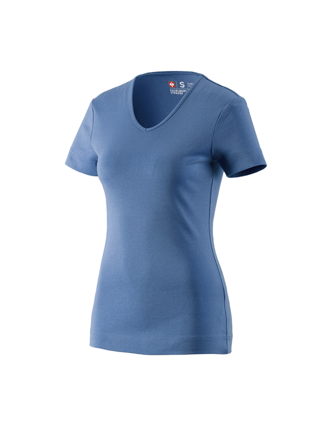 Koszulki | Pulower | Bluzki: e.s. Koszulka cotton dekolt w serek, damska + kobaltowy