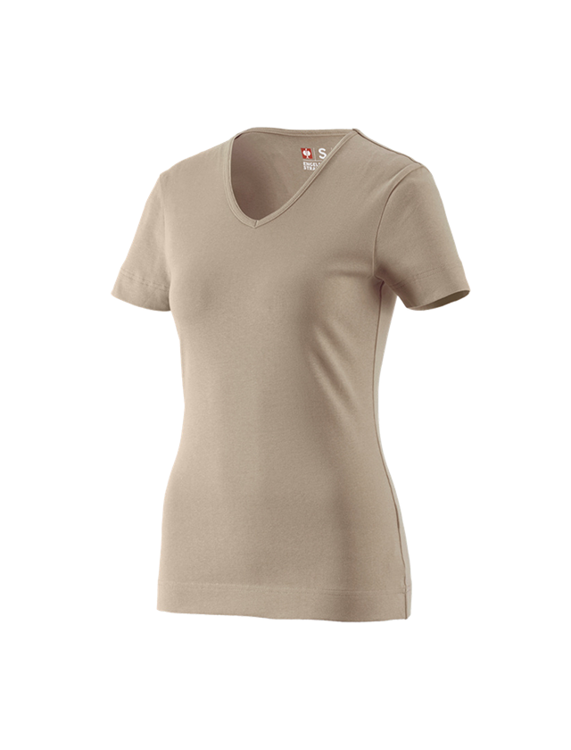 Koszulki | Pulower | Bluzki: e.s. Koszulka cotton dekolt w serek, damska + gliniasty