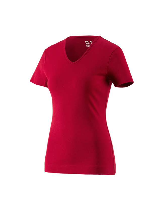 Koszulki | Pulower | Bluzki: e.s. Koszulka cotton dekolt w serek, damska + czerwony