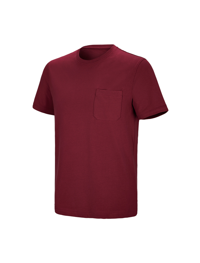 Tematy: e.s. Koszulka cotton stretch Pocket + bordowy