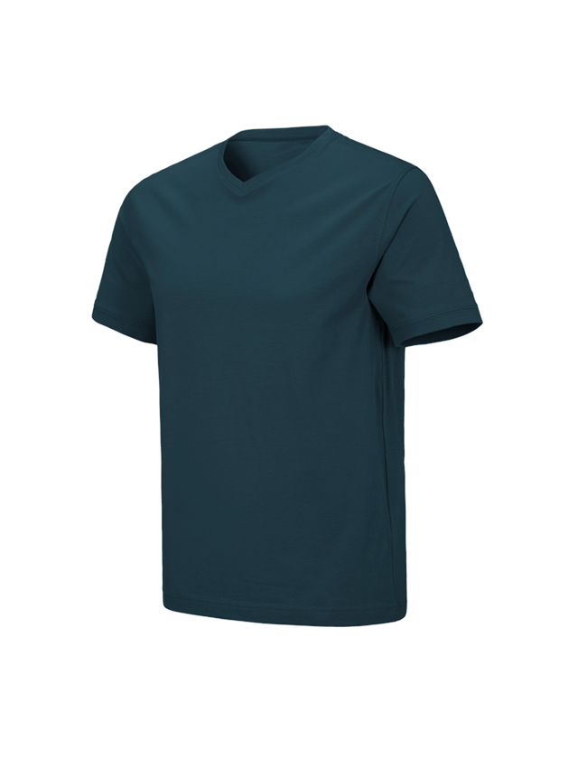 Koszulki | Pulower | Koszule: e.s. Koszulka cotton stretch dekolt w serek + niebieski morski