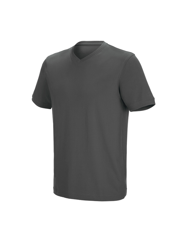 Koszulki | Pulower | Koszule: e.s. Koszulka cotton stretch dekolt w serek + antracytowy