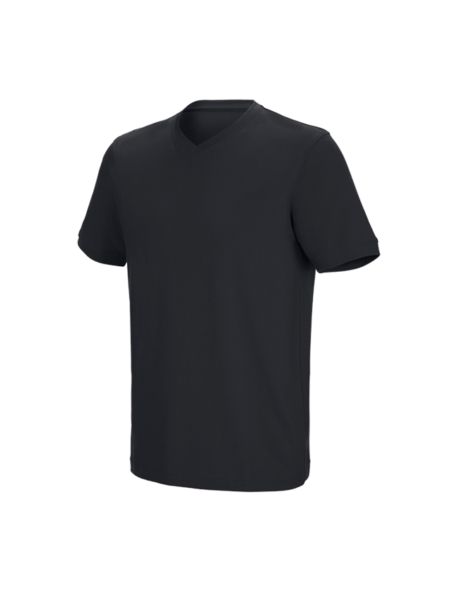 Koszulki | Pulower | Koszule: e.s. Koszulka cotton stretch dekolt w serek + czarny 1