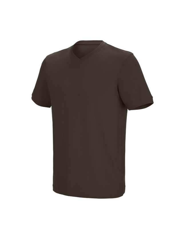 Koszulki | Pulower | Koszule: e.s. Koszulka cotton stretch dekolt w serek + kasztanowy 2
