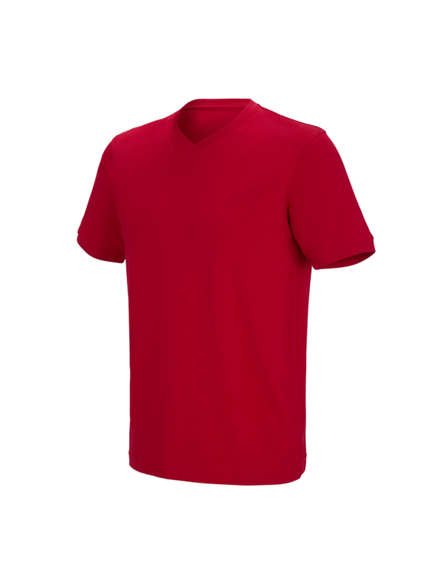 Koszulki | Pulower | Koszule: e.s. Koszulka cotton stretch dekolt w serek + ognistoczerwony
