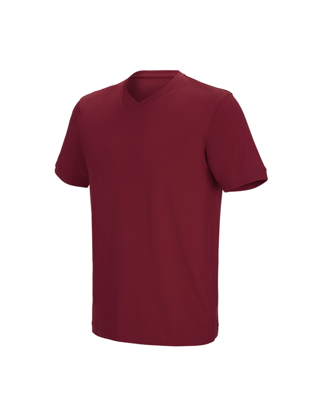 Koszulki | Pulower | Koszule: e.s. Koszulka cotton stretch dekolt w serek + bordowy