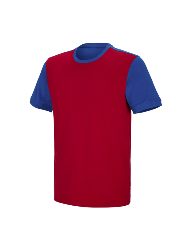 Koszulki | Pulower | Koszule: e.s. Koszulka cotton stretch bicolor + ognistoczerwony/chabrowy