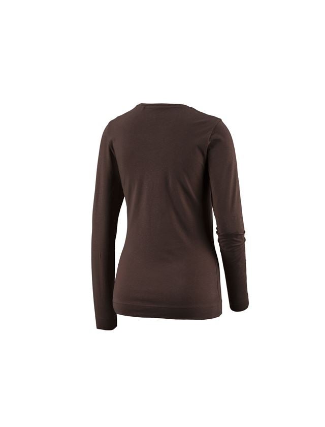 Koszulki | Pulower | Bluzki: e.s. Bluzka długi rękaw cotton stretch, damska + kasztanowy 1