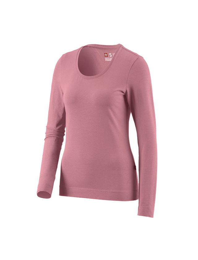 Koszulki | Pulower | Bluzki: e.s. Bluzka długi rękaw cotton stretch, damska + różowy antyczny
