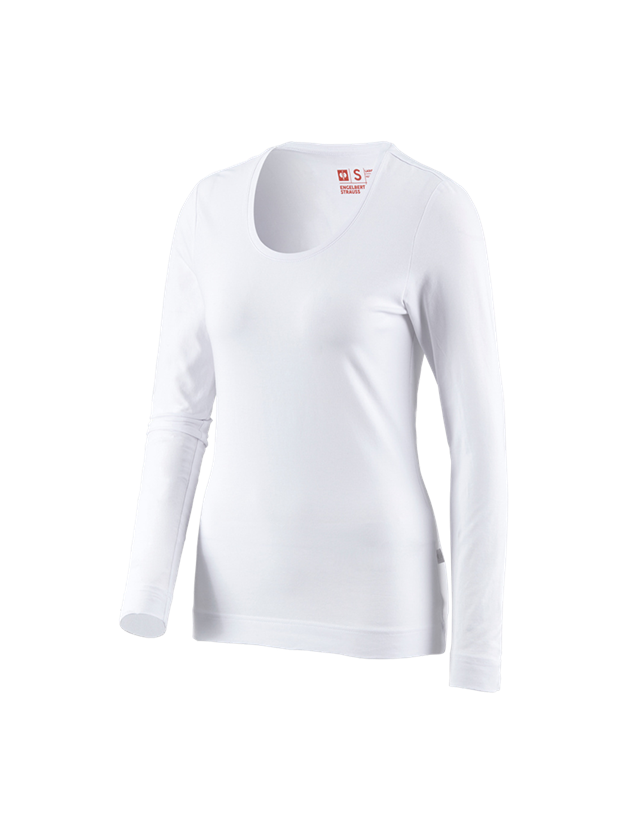 Koszulki | Pulower | Bluzki: e.s. Bluzka długi rękaw cotton stretch, damska + biały