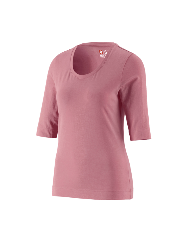 Koszulki | Pulower | Bluzki: e.s. Koszulka rękaw 3/4 cotton stretch, damska + różowy antyczny
