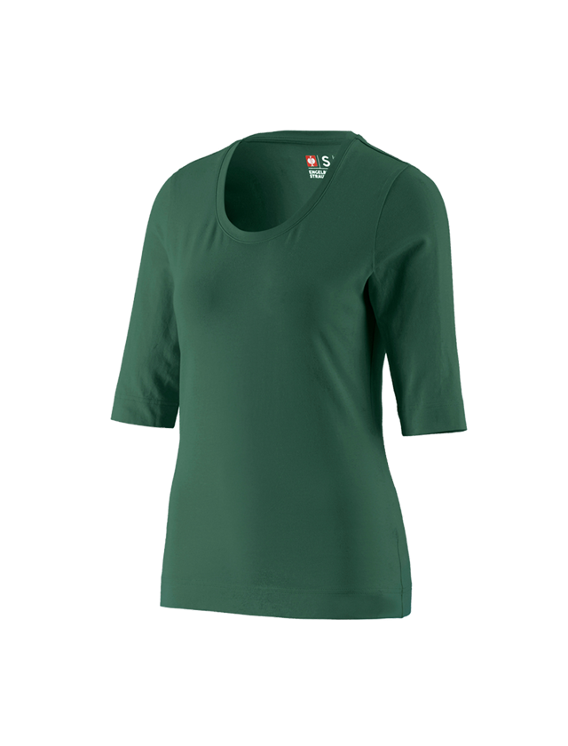 Koszulki | Pulower | Bluzki: e.s. Koszulka rękaw 3/4 cotton stretch, damska + zielony