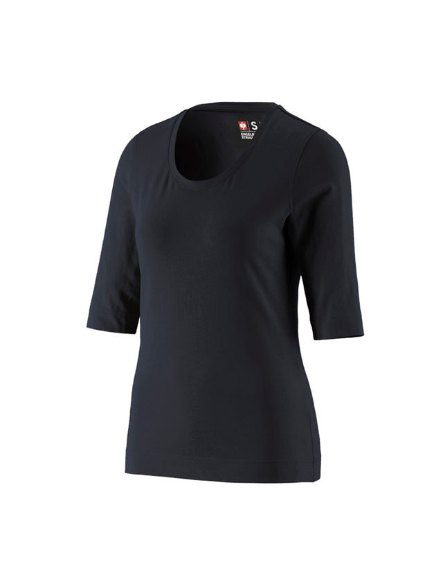 Koszulki | Pulower | Bluzki: e.s. Koszulka rękaw 3/4 cotton stretch, damska + czarny 1