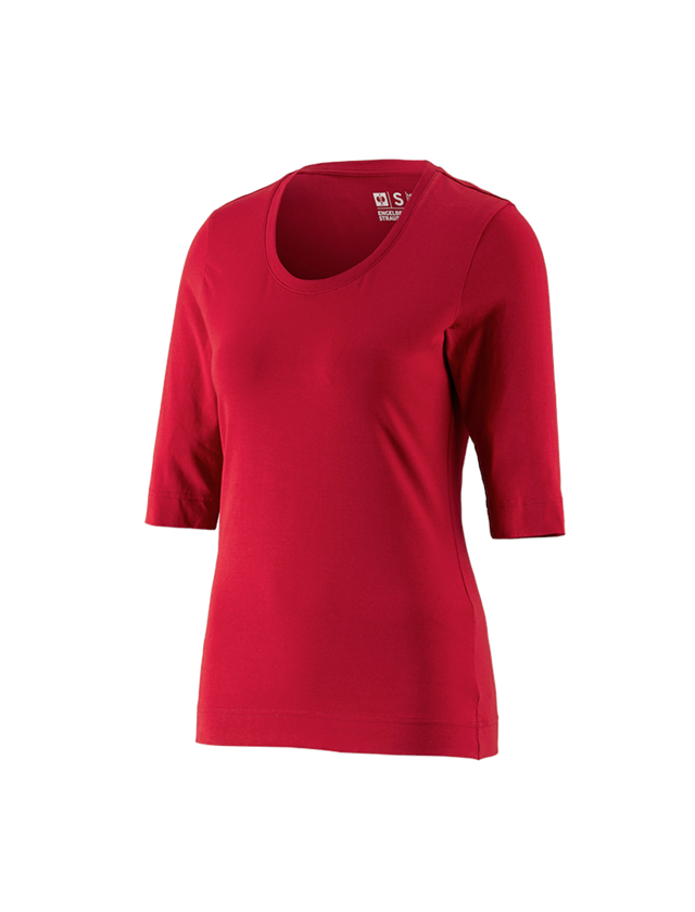Koszulki | Pulower | Bluzki: e.s. Koszulka rękaw 3/4 cotton stretch, damska + ognistoczerwony