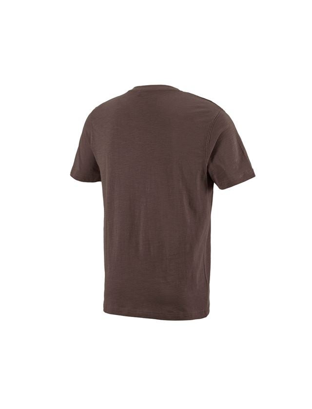 Koszulki | Pulower | Koszule: e.s. Koszulka cotton slub dekolt w serek + kasztanowy 1
