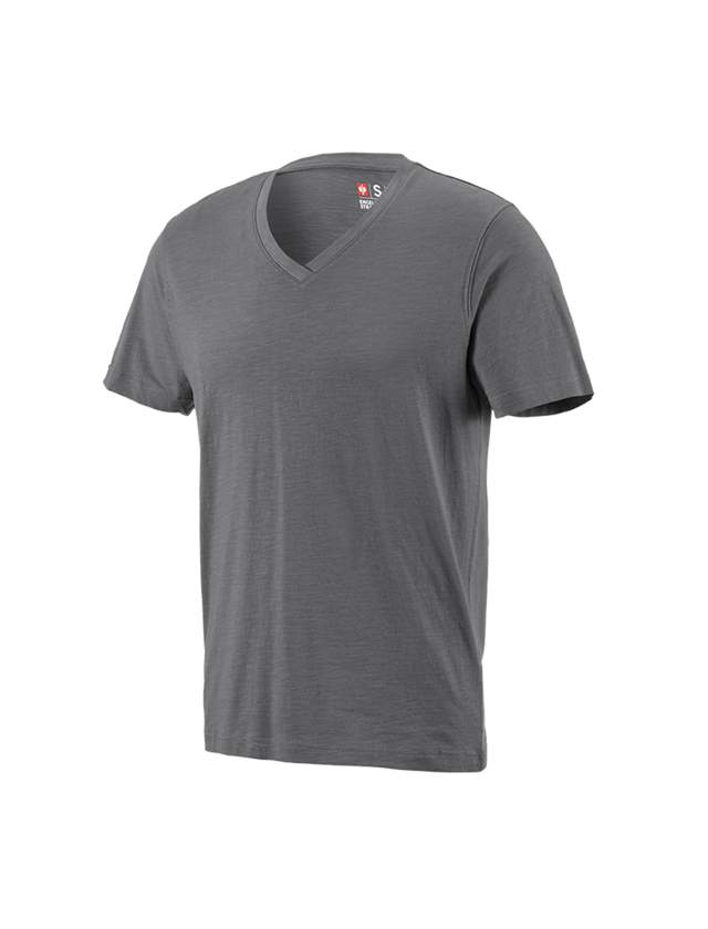 Koszulki | Pulower | Koszule: e.s. Koszulka cotton slub dekolt w serek + cementowy