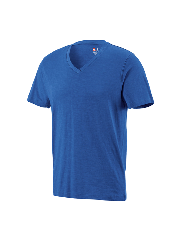 Koszulki | Pulower | Koszule: e.s. Koszulka cotton slub dekolt w serek + niebieski chagall