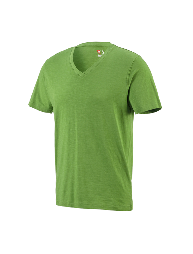 Koszulki | Pulower | Koszule: e.s. Koszulka cotton slub dekolt w serek + zielony morski