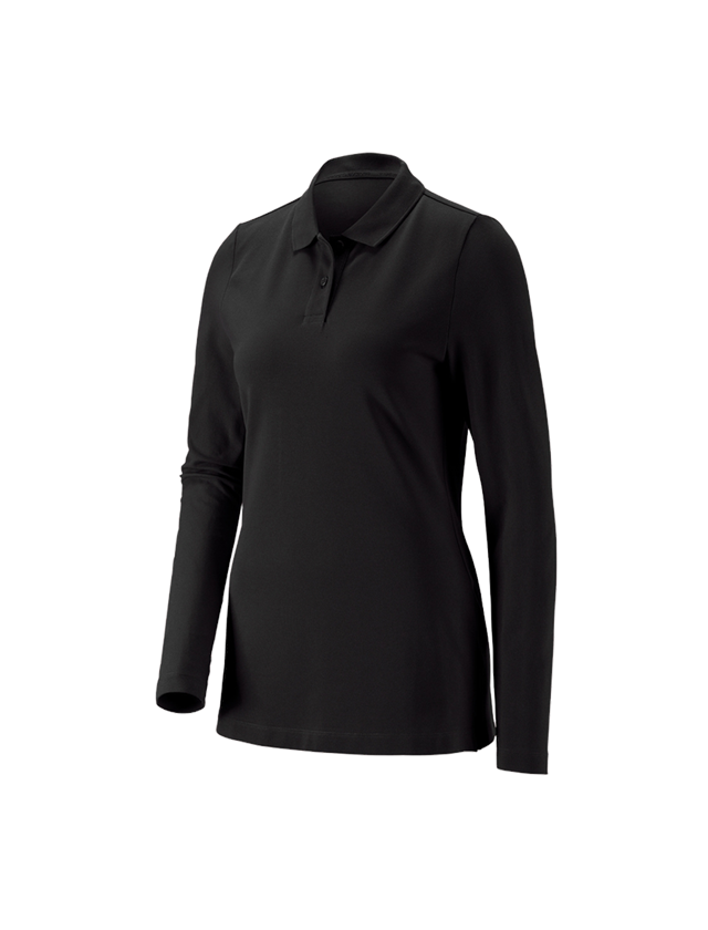 Koszulki | Pulower | Bluzki: e.s.Bluzka polo z piki, dł.ręk. cotton stretch,da. + czarny