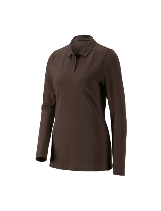 Koszulki | Pulower | Bluzki: e.s.Bluzka polo z piki, dł.ręk. cotton stretch,da. + kasztanowy
