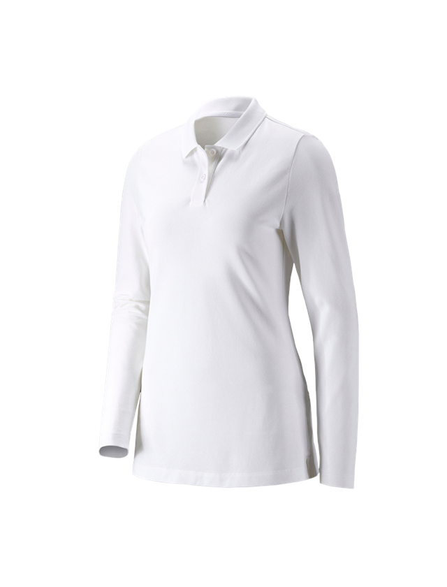 Koszulki | Pulower | Bluzki: e.s.Bluzka polo z piki, dł.ręk. cotton stretch,da. + biały