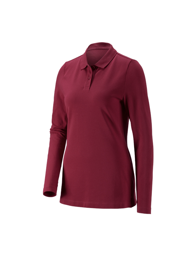 Koszulki | Pulower | Bluzki: e.s.Bluzka polo z piki, dł.ręk. cotton stretch,da. + bordowy