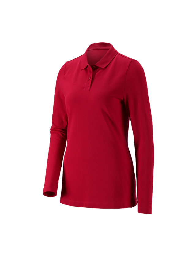 Koszulki | Pulower | Bluzki: e.s.Bluzka polo z piki, dł.ręk. cotton stretch,da. + ognistoczerwony