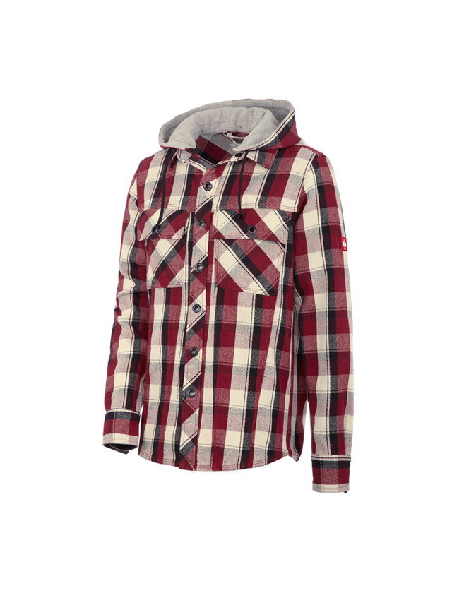 Koszulki | Pulower | Koszule: Koszula z kapturem e.s.roughtough + rubinowy/czarny/naturalny 2