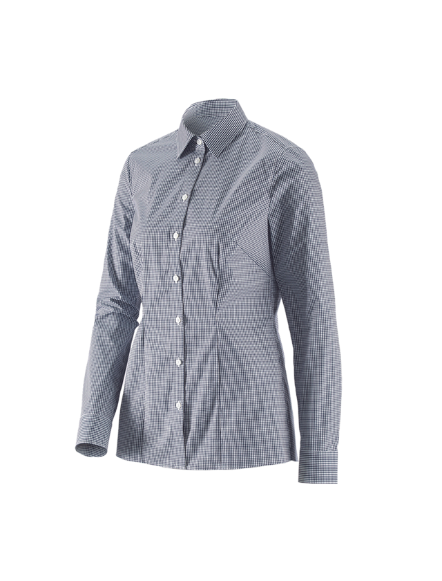 Koszulki | Pulower | Bluzki: e.s. Bluzka biznesowa cotton str., damska reg.fit + granatowy w kratkę