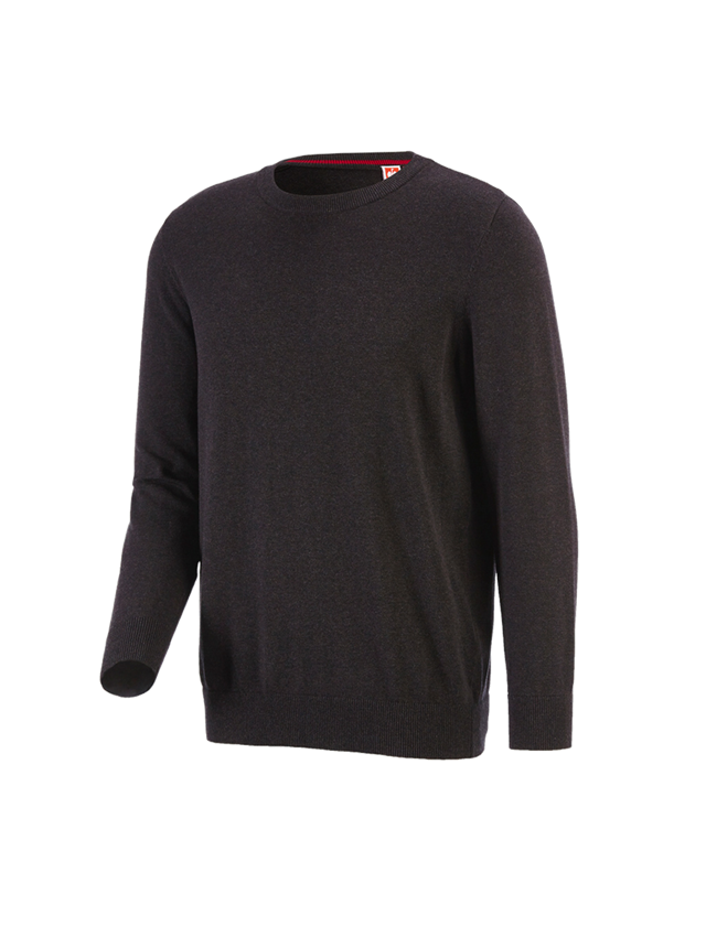Koszulki | Pulower | Koszule: e.s. Sweter dzianinowy, okrągły dekolt + brązowy melanżowy