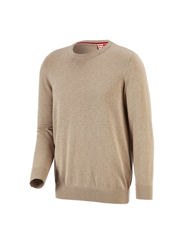 Koszulki | Pulower | Koszule: e.s. Sweter dzianinowy, okrągły dekolt + khaki melanżowy