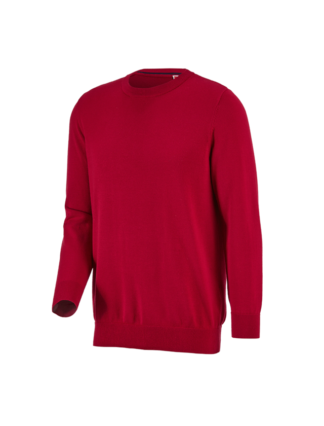 Koszulki | Pulower | Koszule: e.s. Sweter dzianinowy, okrągły dekolt + czerwony