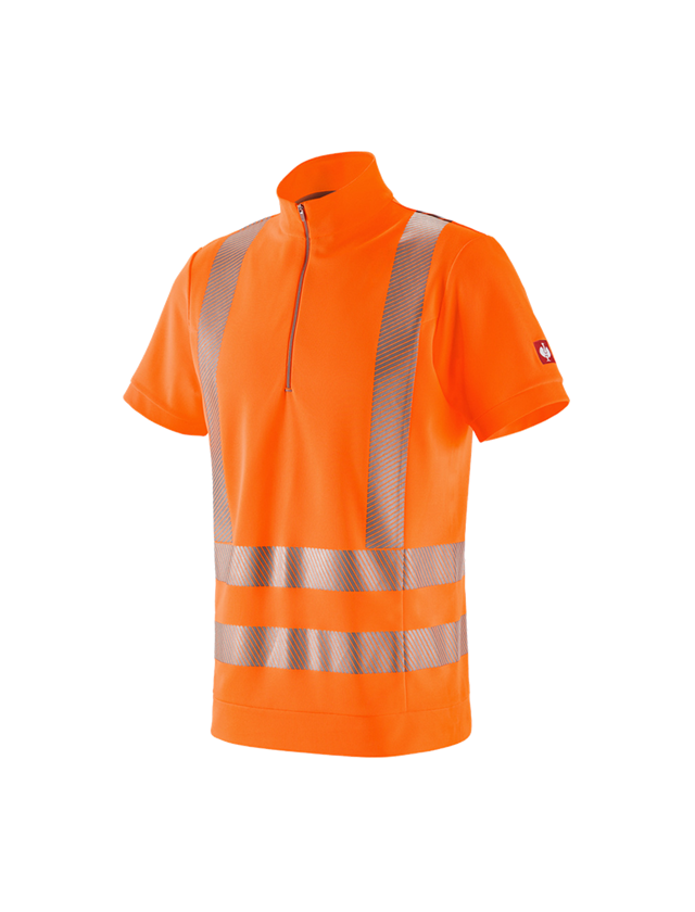 Koszulki | Pulower | Koszule: e.s. Koszulka funkc. ostrz. z zamkiem pod szyją UV + pomarańczowy ostrzegawczy